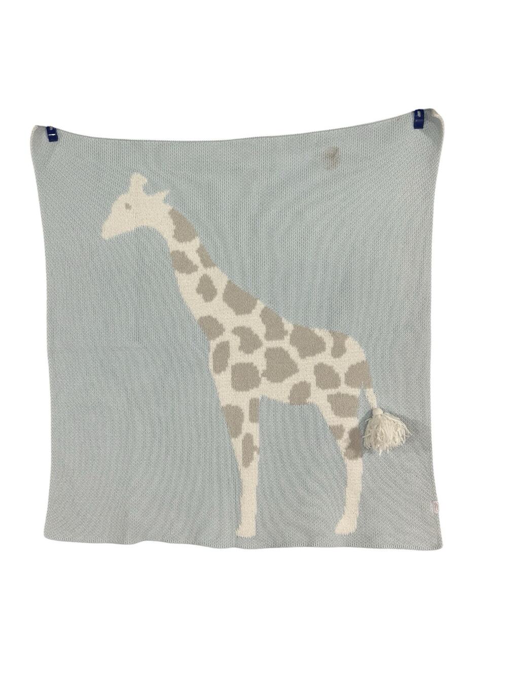 HTF Mud Pie Chenille Giraffe Blue Baby Blanket